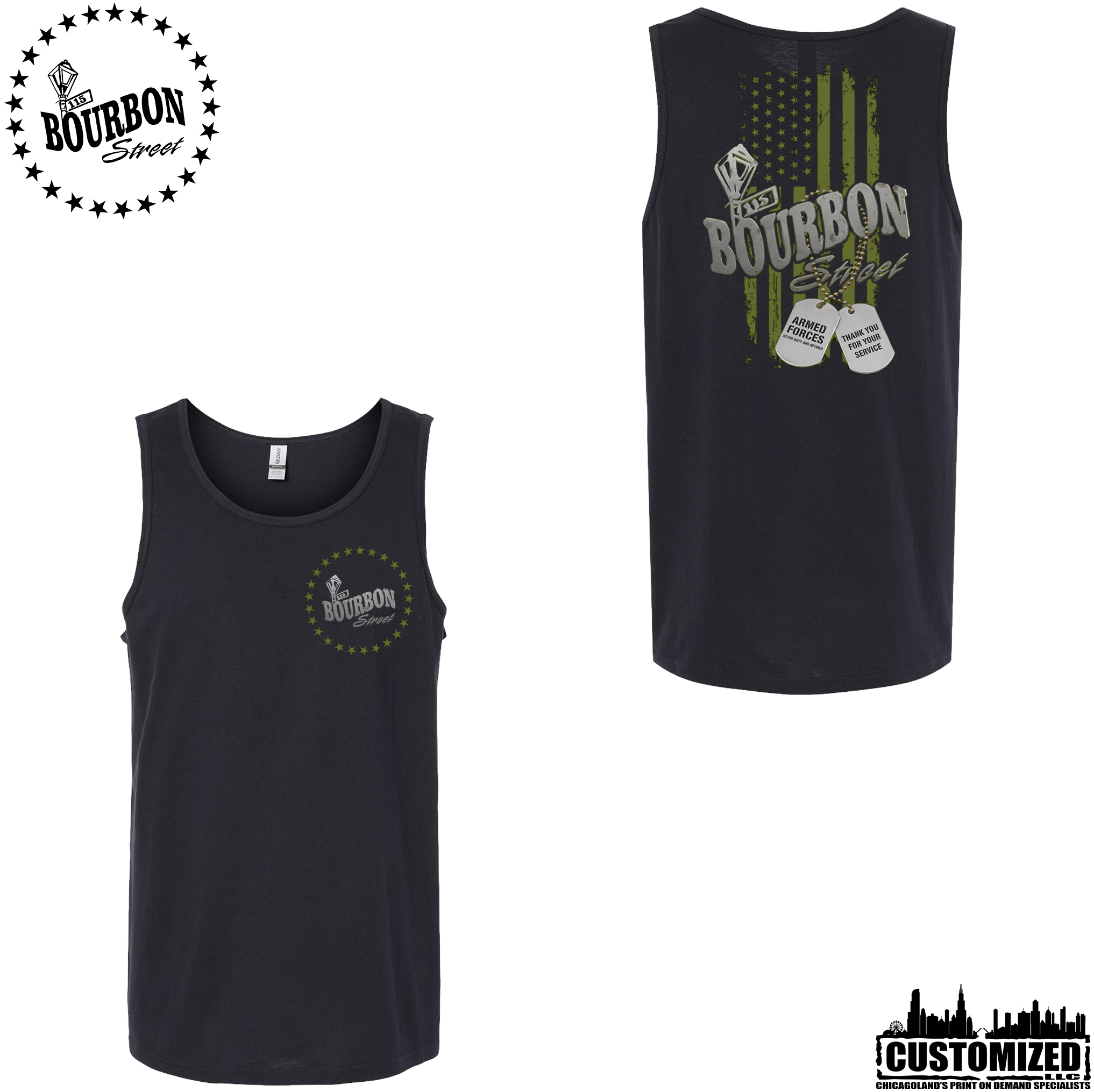 115 Bourbon Street Freedom Tribute Unisex Tank - Black