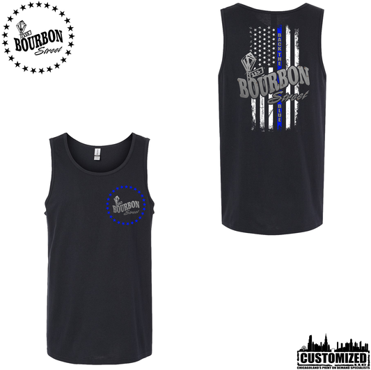 115 Bourbon Street Employee Thin Blue Line Unisex Tank - Black