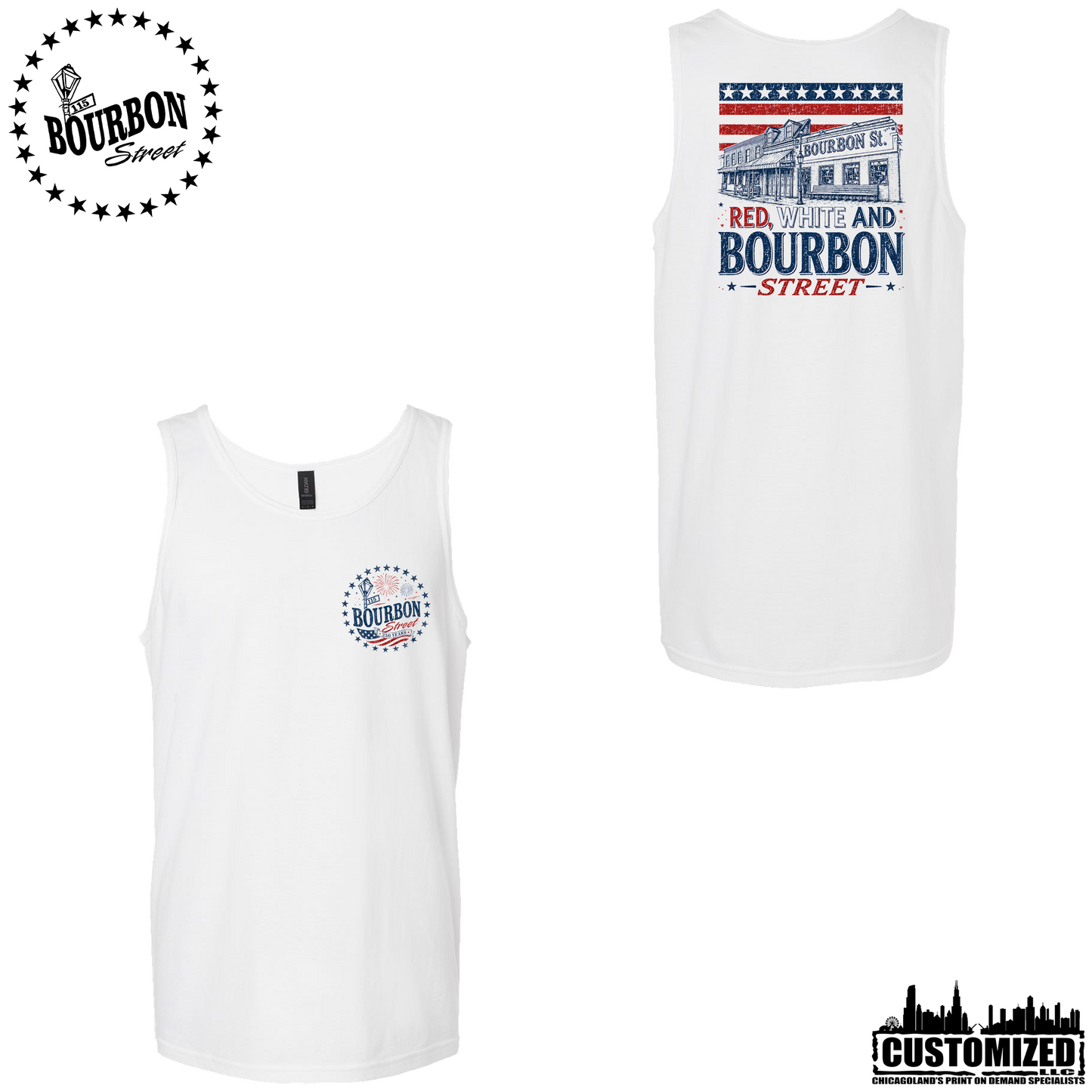 115 Bourbon Street America 250 Unisex Tank - White