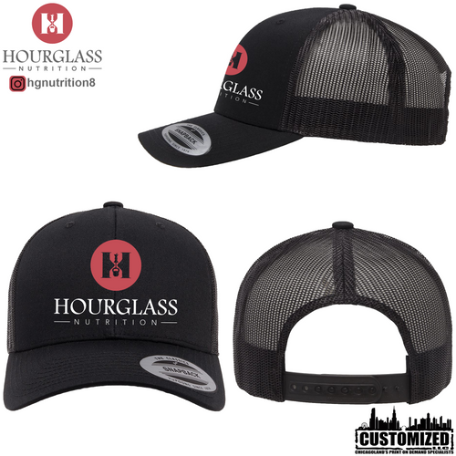 Hourglass Nutrition Embroidered Retro Trucker Hat - Black