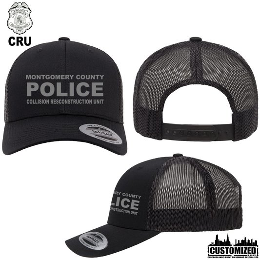 MCPD Embroidered Retro Trucker Hat - Black