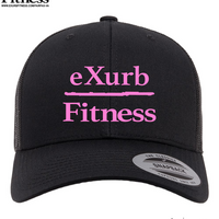 Exurb Fitness Embroidered "OG" Pink logo Trucker hat - Black