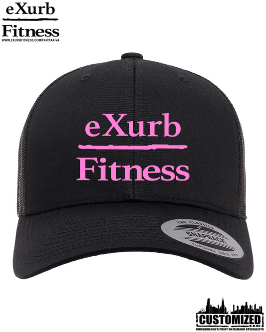Exurb Fitness Embroidered "OG" Pink logo Trucker hat - Black