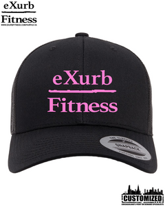 Exurb Fitness Embroidered "OG" Pink logo Trucker hat - Black