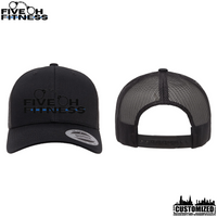 Five Oh Fitness Embroidered Retro Trucker Cap - Black w/Black Logo