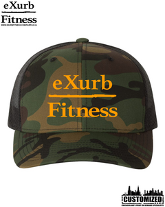 Exurb Fitness Embroidered "OG" Orange logo Trucker hat - Camo