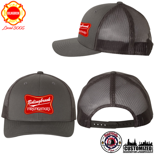 Bolingbrook FD "Miller Style" Embroidered Retro Trucker Hat - Charcoal
