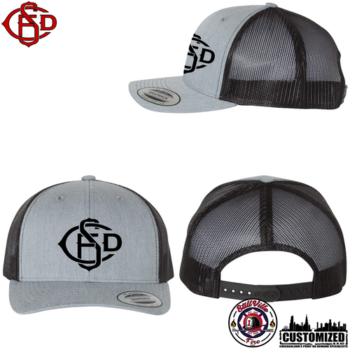 CSFD Heather Grey/White Embroidered Retro Trucker Hat