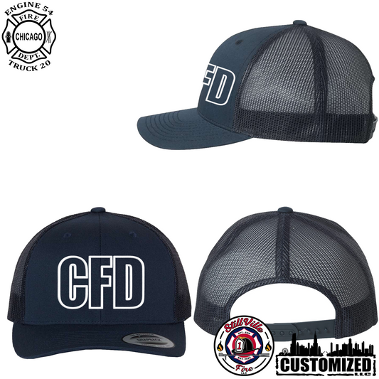 CFD Embroidered Retro Trucker Hat - Navy