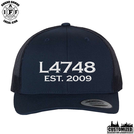 Sugar Grove L4748 Embroidered Retro Trucker Cap - Navy