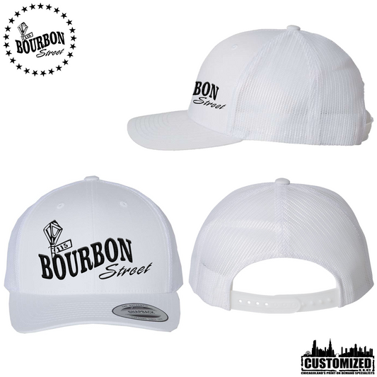 115th Bourbon Street - Embroidered Retro Trucker Hat - White