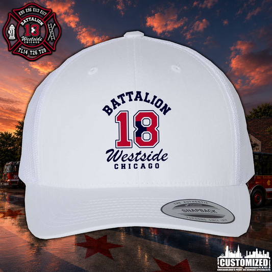 CFD Batt 18 Embroidered Trucker Cap - White