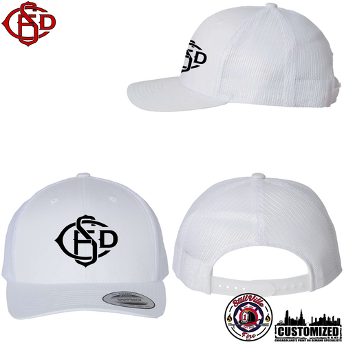CSFD White Embroidered Retro Trucker Hat