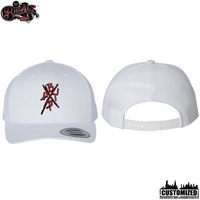 Big Al's Tattoo Embroidered "No Cry Babies" Retro Trucker Hat - White