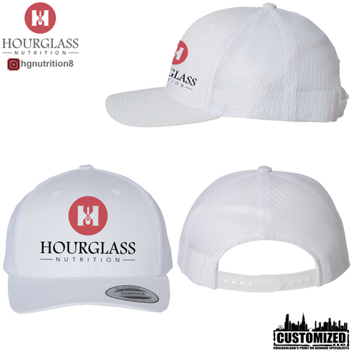 Hourglass Nutrition Embroidered Retro Trucker Hat - White