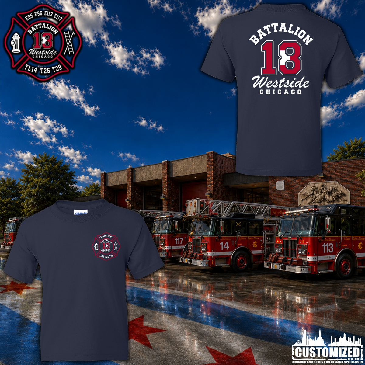 CFD Batt 18 Gildan YOUTH Short Sleeve - Navy