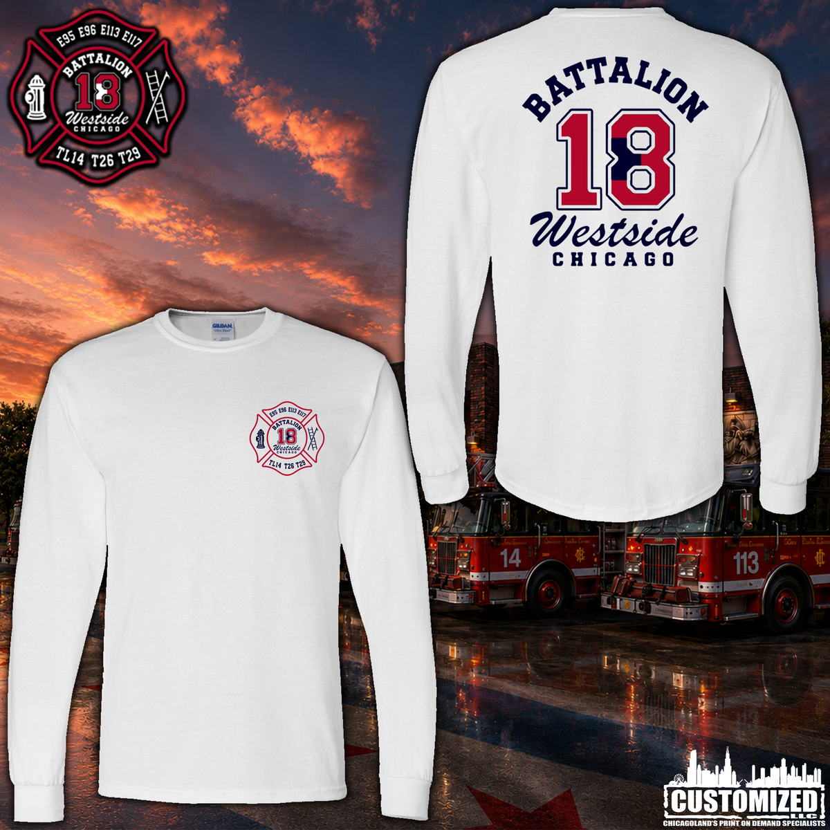CFD Batt 18 Unisex Long Sleeve - White