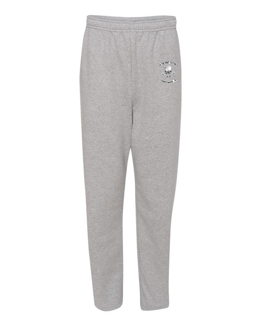 To The Point Tattoo "OG" Open-Bottom Sweatpants with Pockets - Athletic Heather