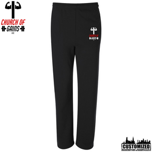 Church of Gains "OG" Open-Bottom Sweatpants w/Pockets - Black