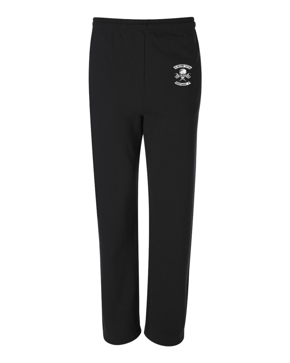 To The Point Tattoo "OG" Open-Bottom Sweatpants with Pockets - Black