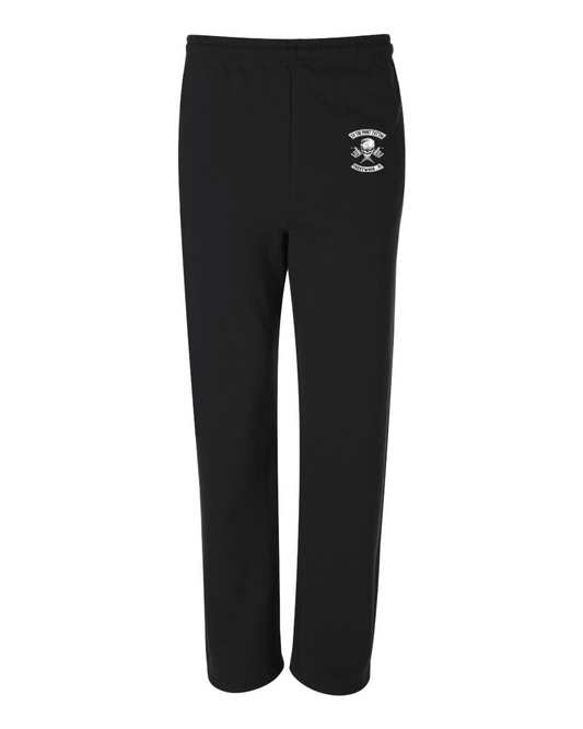 To The Point Tattoo "OG" Open-Bottom Sweatpants with Pockets - Black