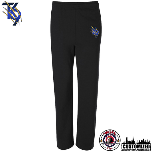 TK9 Open-Bottom Sweatpants with Pockets - Black