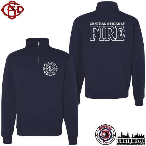 Central Stickney FD Duty 1/4 Zip Cadet Collar Sweatshirt - 3 Color Options