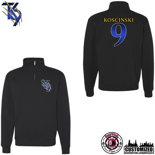 TK9 Cadet Collar Quarter-Zip Sweatshirt "Style2" - Black