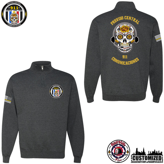 Proviso Central Comm. Cadet Collar Quarter-Zip Sweatshirt - Black Heather