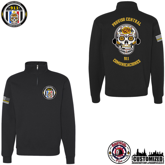 Proviso Central Comm. Cadet Collar Quarter-Zip Sweatshirt - Black