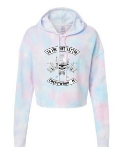 To The Point Tattoo "OG" Women's Crop Hoodie Style2 - Tie Dye Cotton Candy