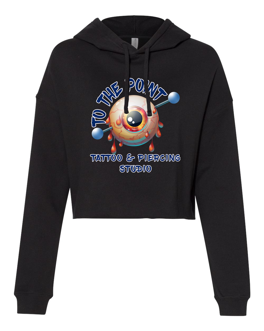 To The Point Piercing Studio Women's Crop Hoodie Style2 - Black