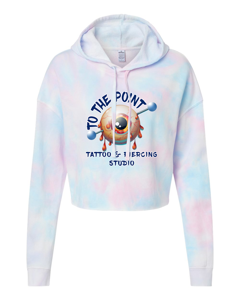 To The Point Piercing Studio Women's Crop Hoodie Style2 - Tie Dye Cotton Candy
