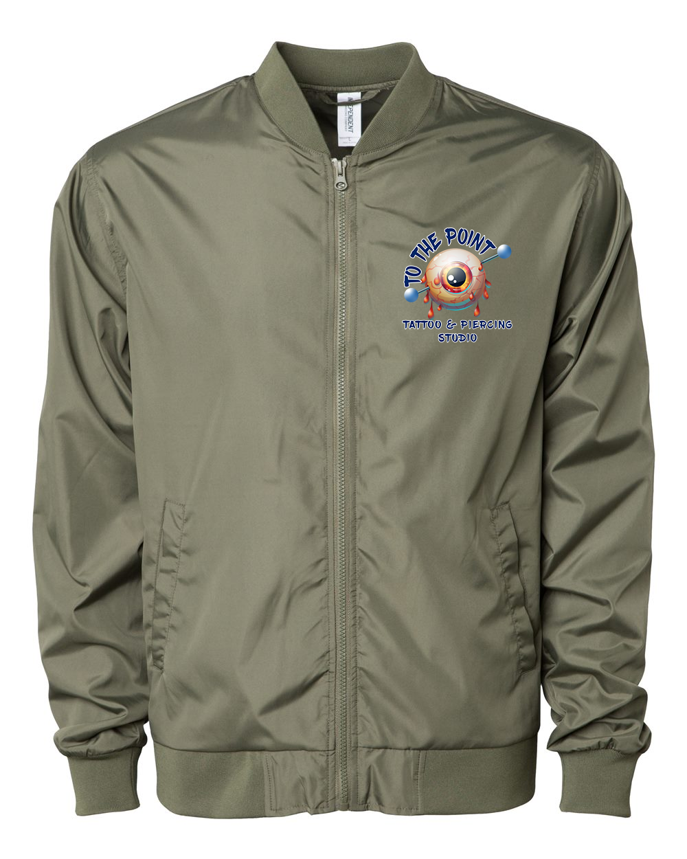 To The Point Piercing Studio Lightweight Bomber Jacket - Army Green