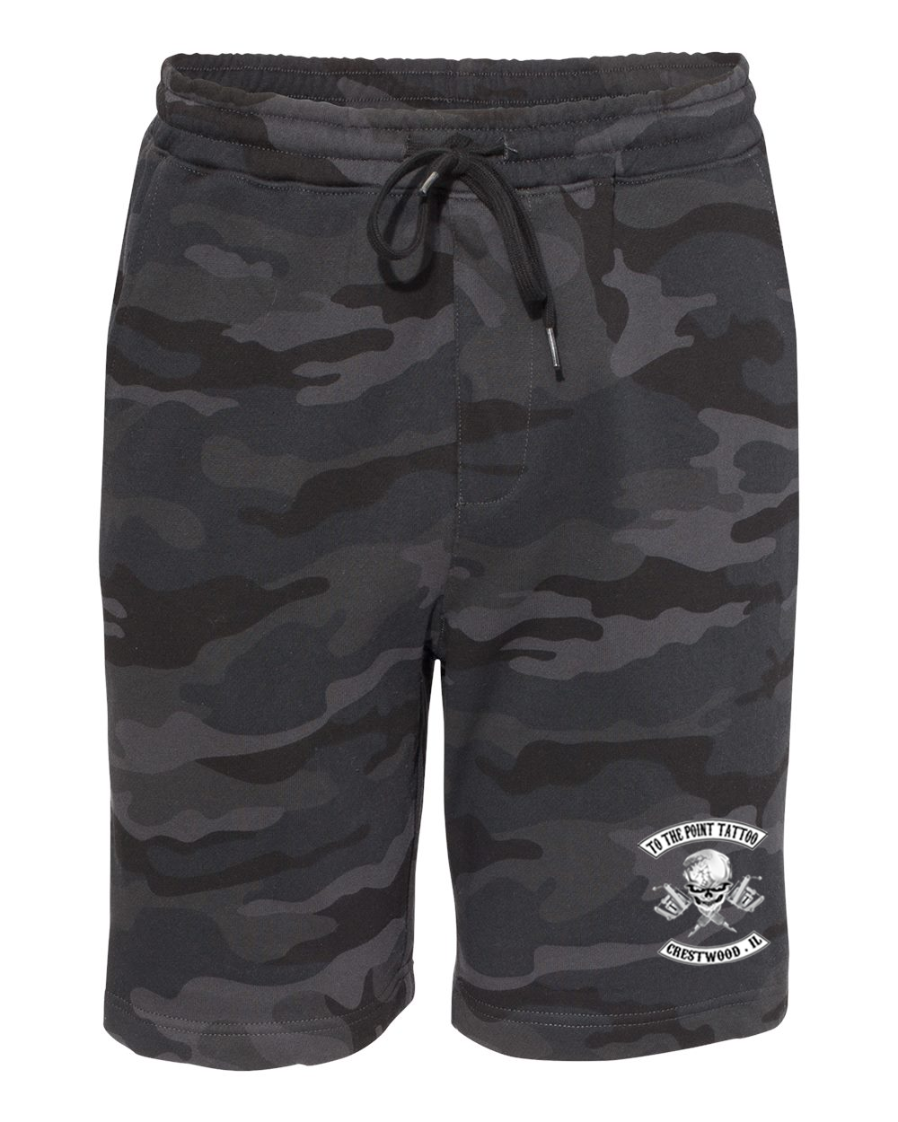 To The Point Tattoo "OG" Midweight Fleece Shorts w/Pockets - Black Camo