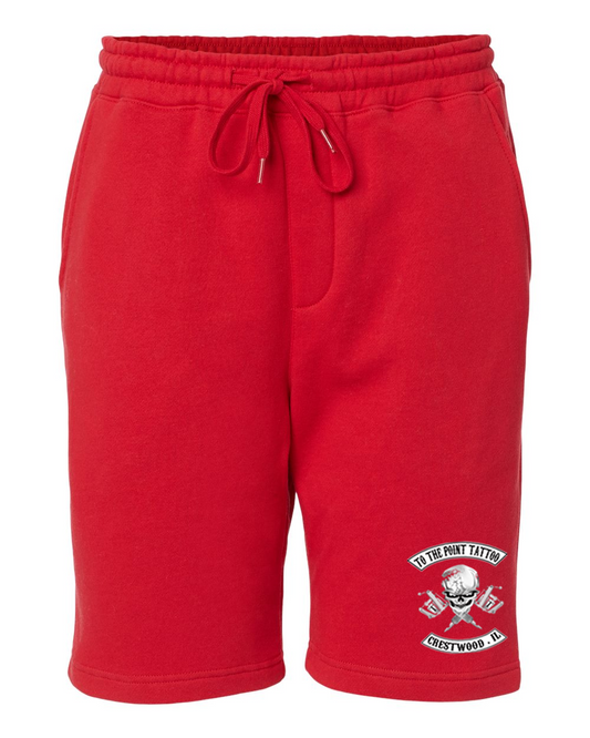 To The Point Tattoo "OG" Midweight Fleece Shorts w/Pockets - Red