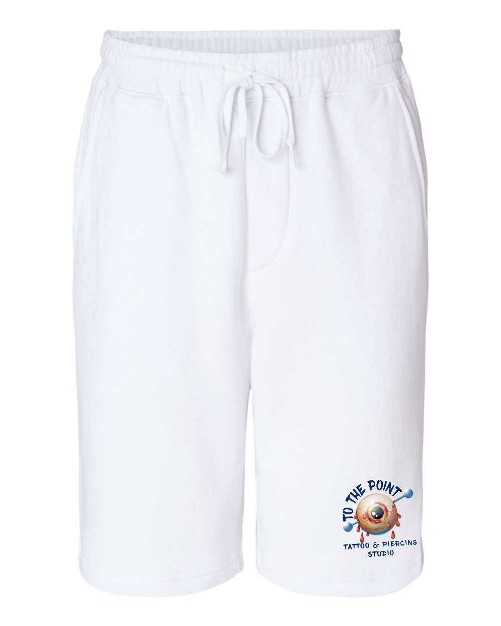 To The Point Piercing Studio Midweight Fleece Shorts w/Pockets - White