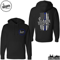 115 Bourbon Street Thin Blue Line Heavyweight Hoodie - Black