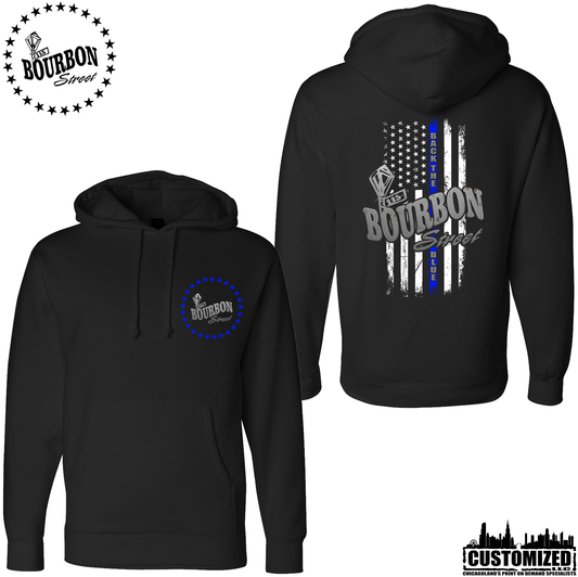 115 Bourbon Street Thin Blue Line Heavyweight Hoodie - Black
