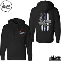 115 Bourbon Street Chicago Edition Thin Blue Line Heavyweight Hoodie - Black