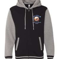 To The Point Piercing Studio Heavyweight Varsity Full Zip Hoodie - Blk/Gunmetal