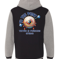 To The Point Piercing Studio Heavyweight Varsity Full Zip Hoodie - Blk/Gunmetal