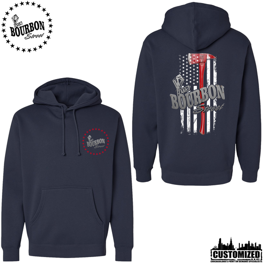 115 Bourbon Street Employee Thin Red Line Heavyweight Hoodie - Navy