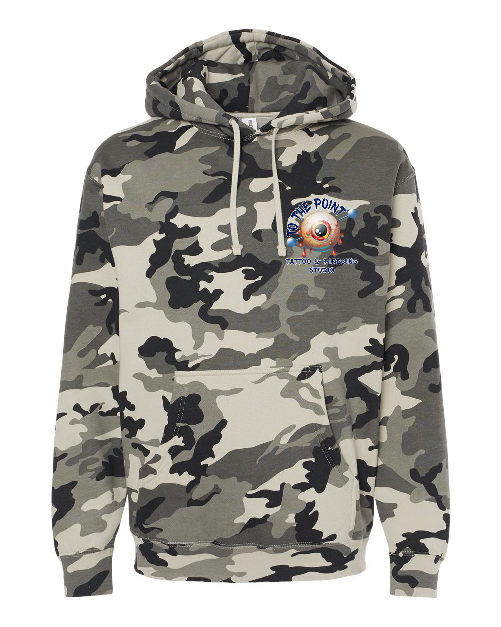 To The Point Piercing Studio Heavyweight Hoodie - Snow Camo