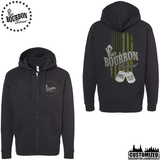 115 Bourbon Street Freedom Tribute Heavyweight Full Zip Hoodie - Black