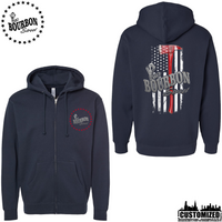 115 Bourbon Street Thin Red Line Heavyweight Full Zip Hoodie - Navy