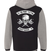 To The Point Tattoo "OG" Heavyweight Varsity Full Zip Hoodie - Blk/Gunmetal