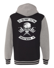 Load image into Gallery viewer, To The Point Tattoo &quot;OG&quot; Heavyweight Varsity Full Zip Hoodie - Blk/Gunmetal