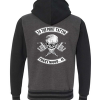 To The Point Tattoo "OG" Heavyweight Varsity Full Zip Hoodie - Charcoal/Blk