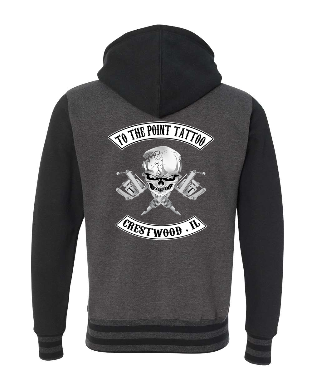 To The Point Tattoo "OG" Heavyweight Varsity Full Zip Hoodie - Charcoal/Blk